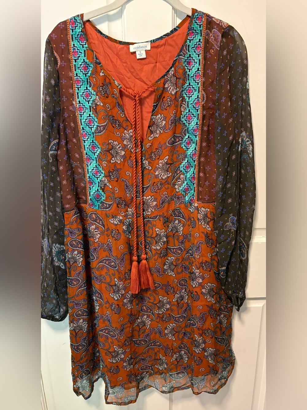 Sundance bohemian Artist Devine festival paisley cupro women’s dress s small